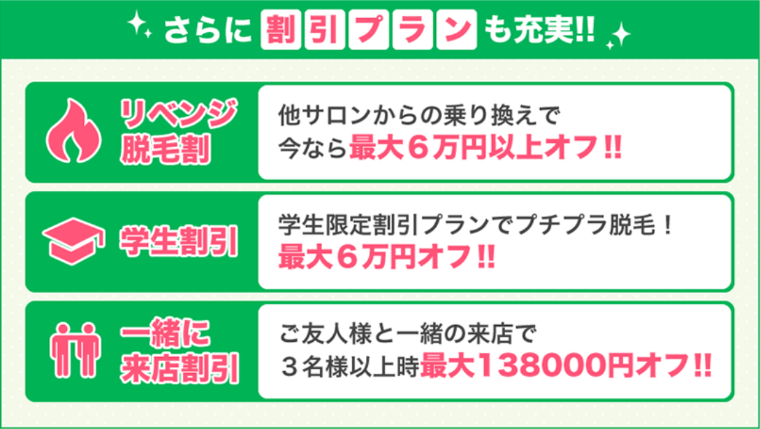 ストラッシュの学割以外にも他の割引キャンペーンがあることを示した画像